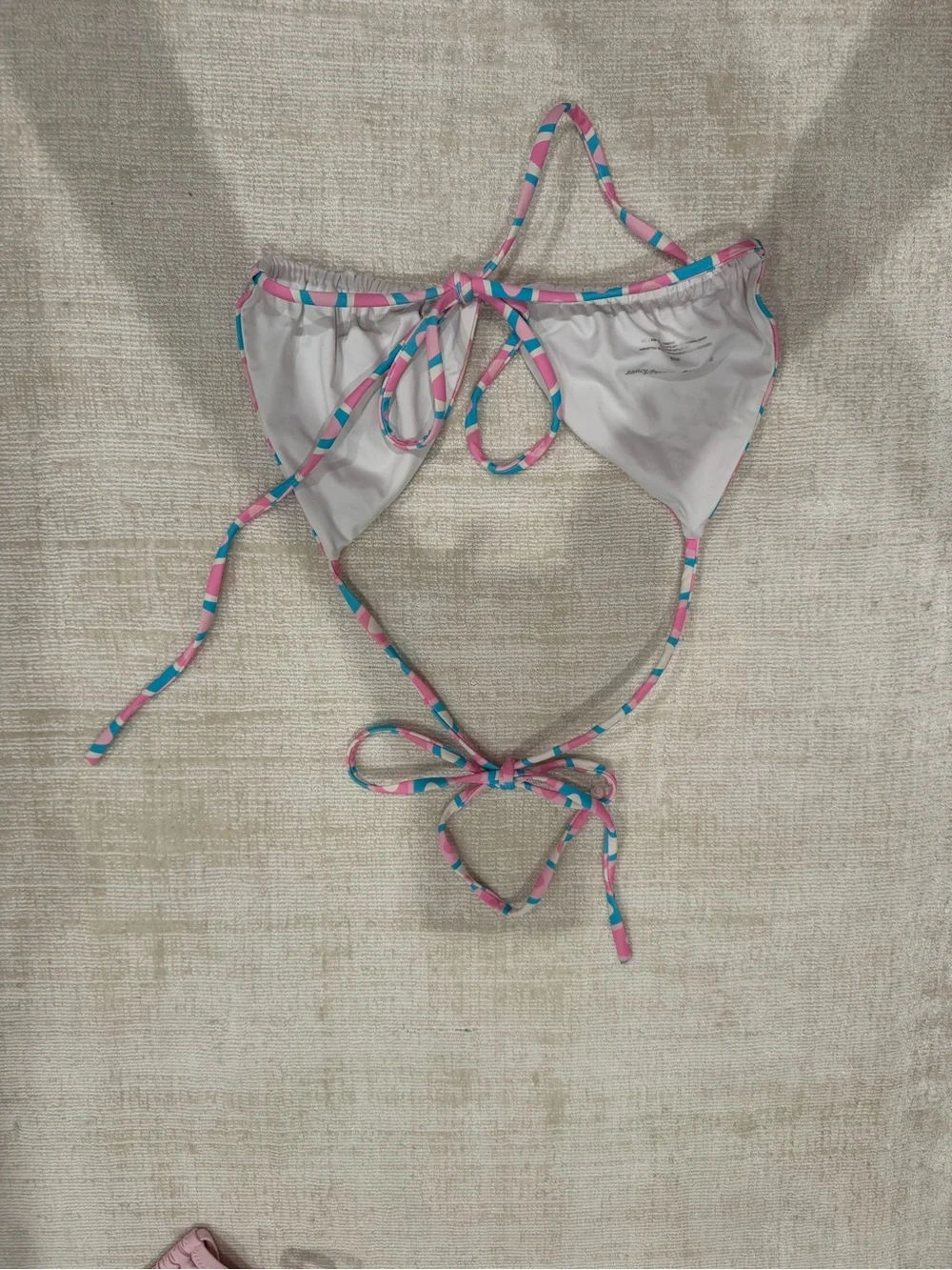 Pink & Teal Wave-Print Bikini Top and Bottom